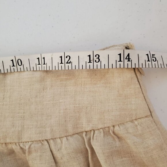 LOFT‎ 0 Beige Linen Skirt Side zip Boho Lace trim Cottagecore Lined - Picture 5 of 11